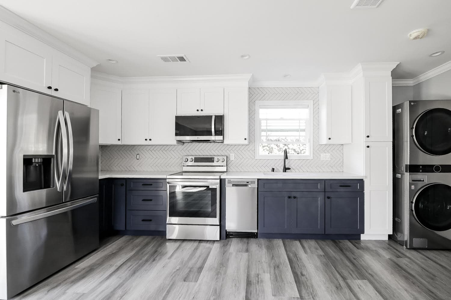 Contemporary blue and white kitchen — Navarro's Custom Homes & ADUs